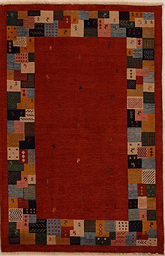 Persian Gabbeh Red Rectangle 4x6 ft Wool Carpet 16165