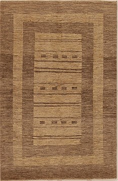 Persian Gabbeh Beige Rectangle 4x6 ft Wool Carpet 16166