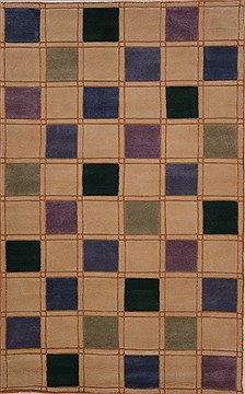 Indian Modern Beige Rectangle 5x8 ft Wool Carpet 16184