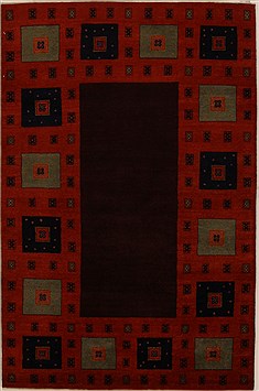 Indian Gabbeh Red Rectangle 4x6 ft Wool Carpet 16218