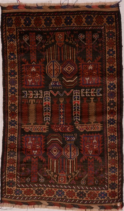 Baluch Red Hand Knotted 27 X 42  Area Rug 100-16230 Image 0