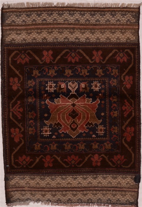 Baluch Brown Hand Knotted 26 X 37 Area Rug 100-16232 Image 0
