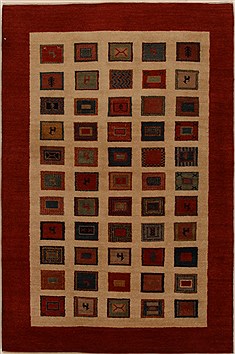 Gabbeh Beige Hand Knotted 4'0" X 6'1"  Area Rug 250-16241