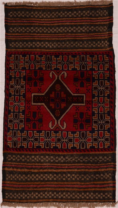 Baluch Red Hand Knotted 27 X 46 Area Rug 100-16243 Image 0