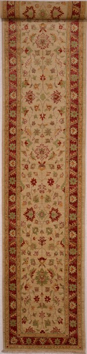 Chobi Beige Runner Hand Knotted 27 X 157  Area Rug 100-16248 Image 0