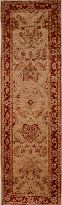 Chobi Beige Runner Hand Knotted 211 X 99  Area Rug 100-16251 Image 0