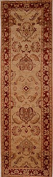 Chobi Beige Runner Hand Knotted 2'11" X 9'9"  Area Rug 100-16251