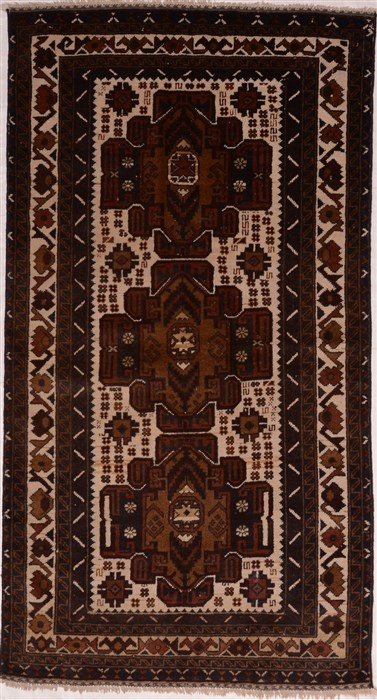 Baluch White Hand Knotted 33 X 61  Area Rug 100-16279 Image 0