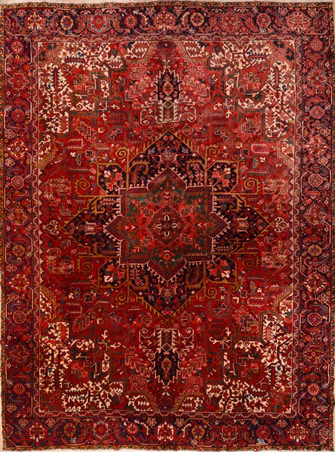 Heriz Red Hand Knotted 114 X 154  Area Rug 100-16298 Image 0