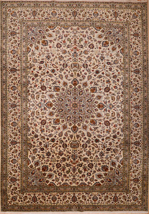 Kashan Blue Hand Knotted 99 X 133 Area Rug 100-16301 Image 0