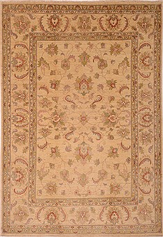 Afghan Chobi Beige Rectangle 6x9 ft Wool Carpet 16304
