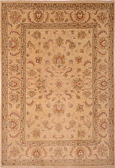 Chobi Beige Hand Knotted 6'2" X 8'10"  Area Rug 100-16304