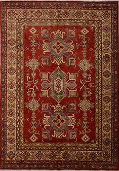 Afghan Kazak Red Rectangle 7x10 ft Wool Carpet 16315