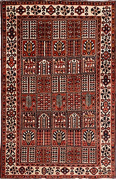 Persian Bakhtiar Brown Rectangle 7x10 ft Wool Carpet 16322