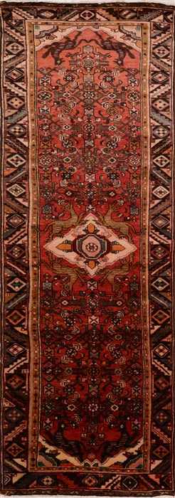 Hamedan Red Runner Hand Knotted 37 X 910  Area Rug 100-16336 Image 0