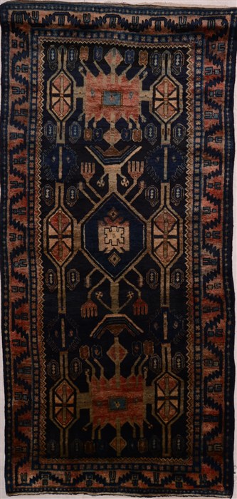 Zanjan Blue Runner Hand Knotted 31 X 77  Area Rug 100-16340 Image 0