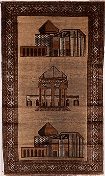Persian Gabbeh Beige Rectangle 4x6 ft Wool Carpet 16345