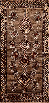 Persian Gabbeh Grey Runner 6 to 9 ft Wool Carpet 16347