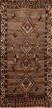 Gabbeh Grey Runner Hand Knotted 3'4" X 6'9"  Area Rug 100-16347