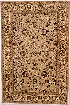 Chinese Tabriz Beige Rectangle 6x9 ft Wool Carpet 16355