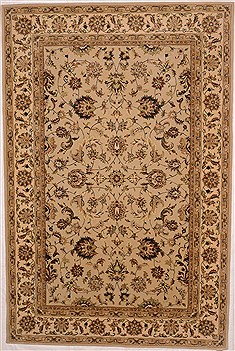 Chinese Tabriz Beige Rectangle 6x9 ft Wool Carpet 16355