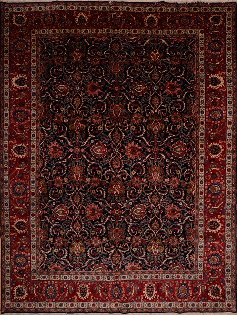 Mashad Blue Hand Knotted 99 X 132 Area Rug 100-16364 Image 0