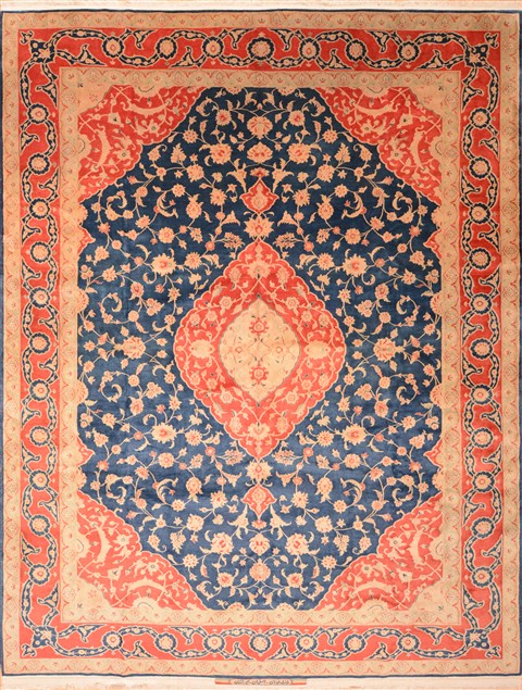 Isfahan Orange Hand Knotted 84 X 110 Area Rug 100-16366 Image 0