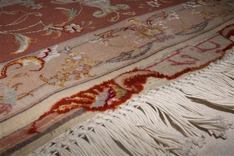 Tabriz Beige Hand Knotted 69 X 100 Area Rug 400-16371 Image 7