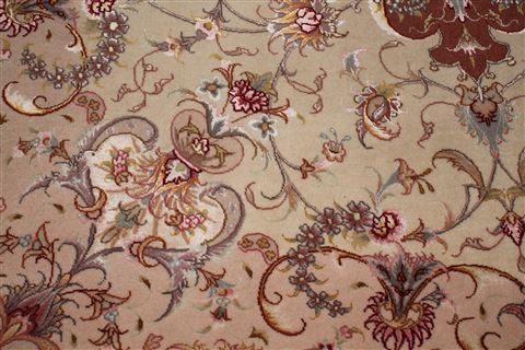 Tabriz Beige Hand Knotted 69 X 100 Area Rug 400-16371 Image 10
