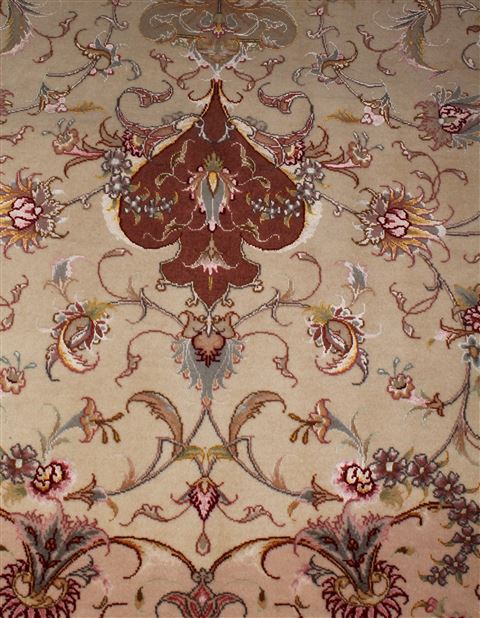 Tabriz Beige Hand Knotted 69 X 100 Area Rug 400-16371 Image 11