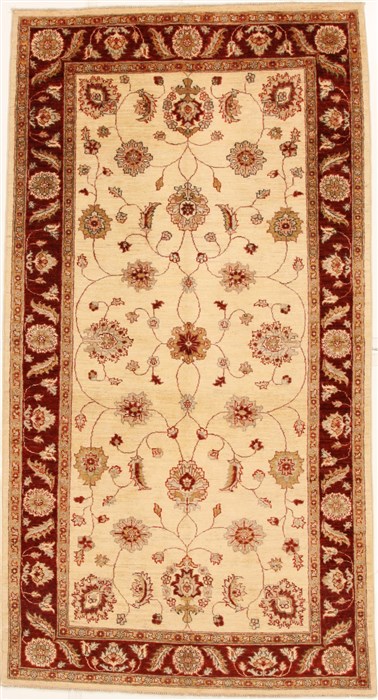 Pishavar Beige Hand Knotted 410 X 91  Area Rug 250-16372 Image 0