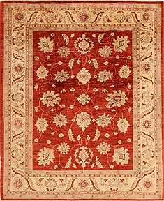 Pishavar Red Hand Knotted 6'5" X 8'0"  Area Rug 250-16374