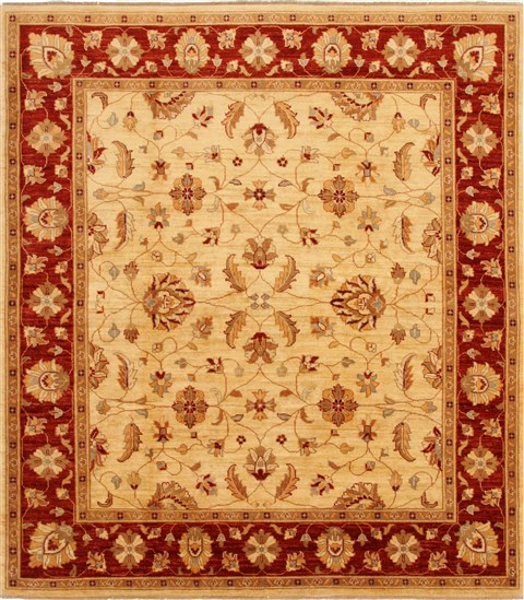 Pishavar Beige Square Hand Knotted 69 X 79  Area Rug 250-16376 Image 0