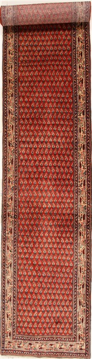 Hamedan Red Runner Hand Knotted 29 X 174  Area Rug 251-16381 Image 0
