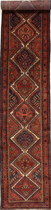 Hamedan Multicolor Runner Hand Knotted 28 X 157  Area Rug 251-16382 Image 0