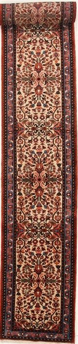 Hamedan Beige Runner Hand Knotted 25 X 202  Area Rug 251-16386 Image 0