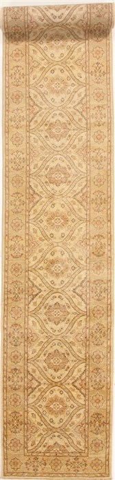 Pishavar Beige Runner Hand Knotted 27 X 190  Area Rug 250-16389 Image 0