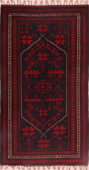 Baluch Red Hand Knotted 38 X 63 Area Rug 400-16395 Image 0