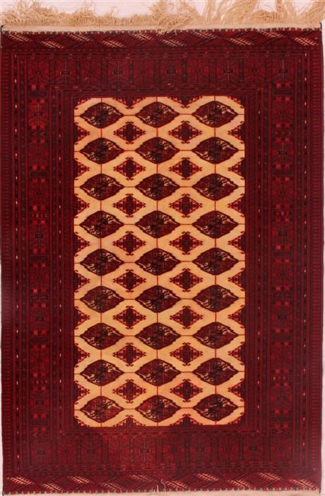 Turkman Red Hand Knotted 44 X 64 Area Rug 400-16402 Image 0