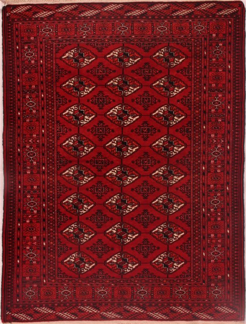 Turkman Red Hand Knotted 45 X 50  Area Rug 400-16404 Image 0