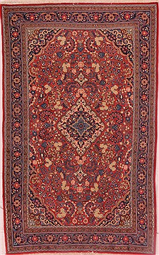 Persian Jozan Red Rectangle 5x7 ft Wool Carpet 16406