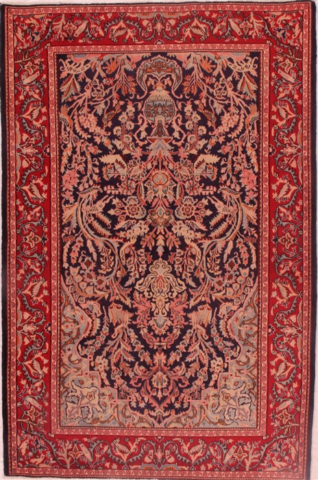 Sarouk Blue Hand Knotted 46 X 69  Area Rug 400-16409 Image 0