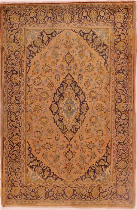 Kashan Purple Hand Knotted 47 X 71 Area Rug 400-16411 Image 0