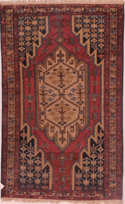 Mazlaghan Blue Hand Knotted 41 X 67  Area Rug 400-16414 Image 0