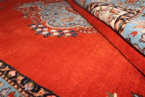 Tabriz Orange Hand Knotted 71 X 101 Area Rug 400-16422 Image 7