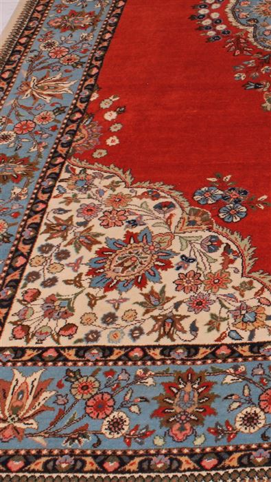 Tabriz Orange Hand Knotted 71 X 101 Area Rug 400-16422 Image 10