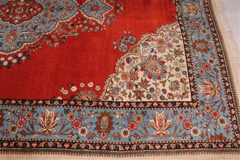 Tabriz Orange Hand Knotted 71 X 101 Area Rug 400-16422 Image 11
