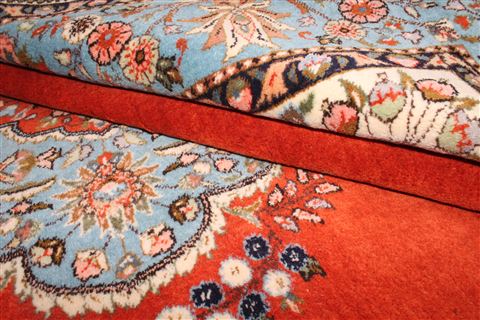 Tabriz Orange Hand Knotted 71 X 101 Area Rug 400-16422 Image 14