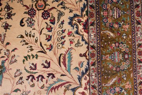 Tabriz Beige Hand Knotted 66 X 91 Area Rug 400-16432 Image 13