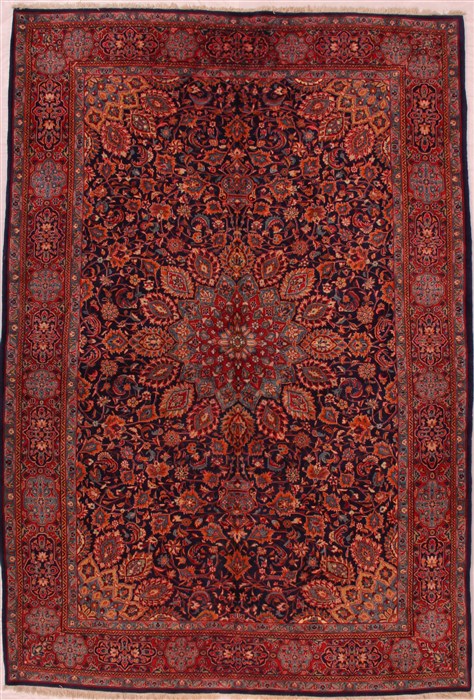 Sarouk Blue Hand Knotted 71 X 104 Area Rug 400-16433 Image 0